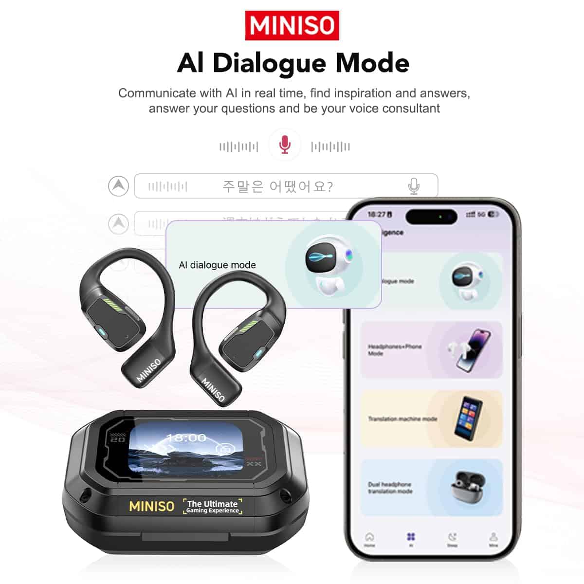 Audífonos MINISO M98 de Traducción en Tiempo Real con - Image 4