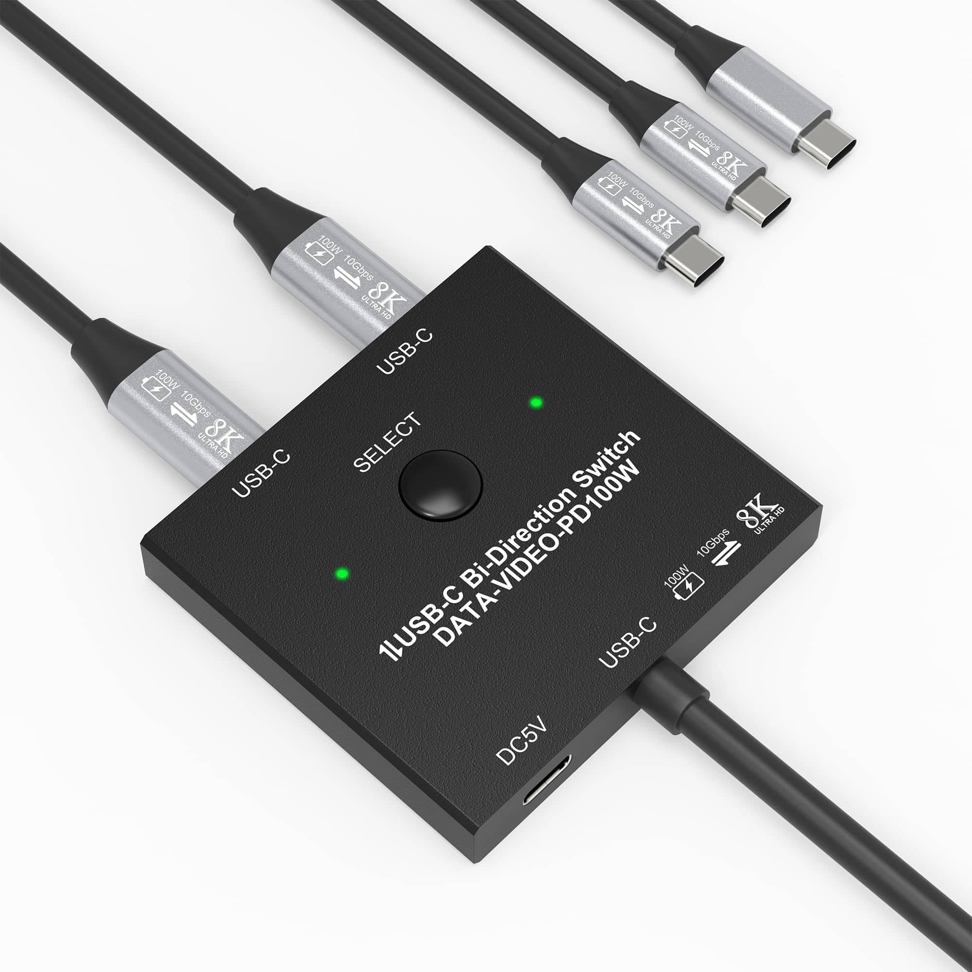 Bi-Directional 8K USB C Switch USB C Switcher for 2