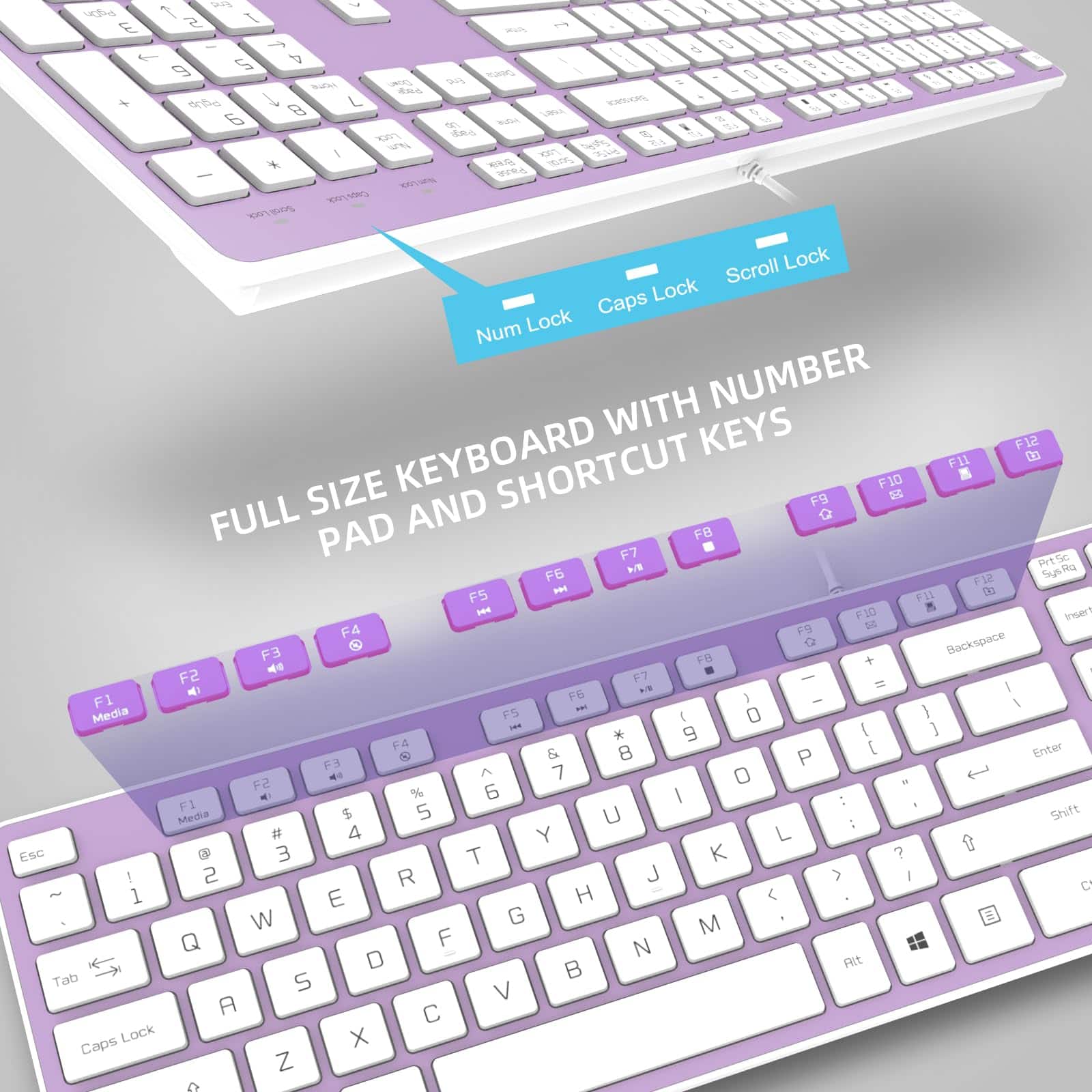 Teclado USB con Cable B.FRIENDIT, Teclas -Morado - Image 3