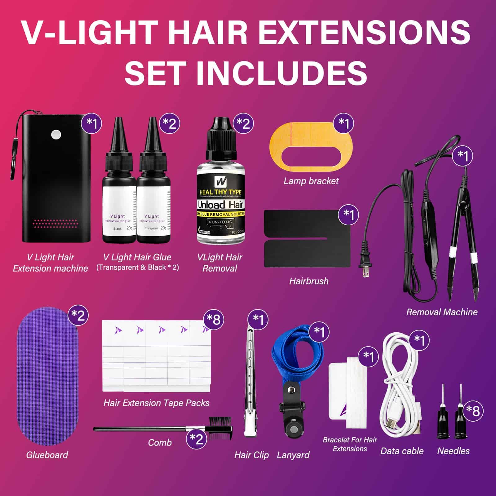 Kit de Extensiones de Cabello V Light con Luz UV 1 paquete - Image 4