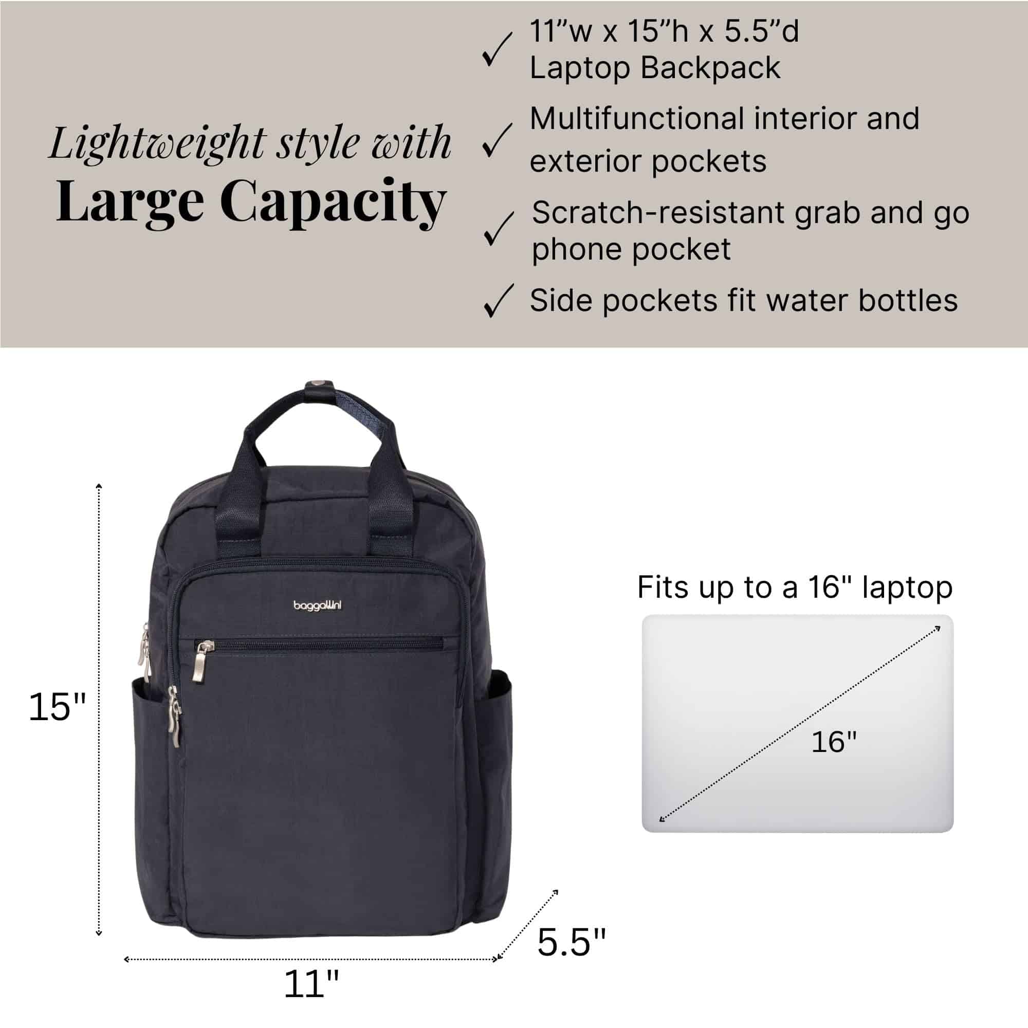 Mochila de Laptop Baggallini Commuter - Ligera 15x11 - Image 4