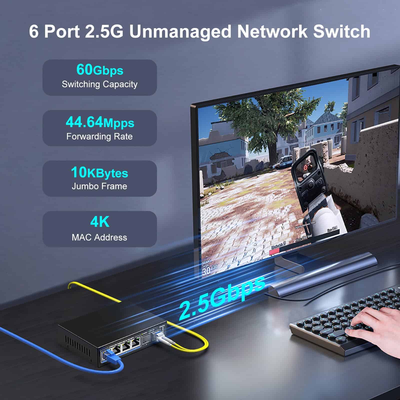 Switch de Red No Administrado de 6 Puertos 2.5G, VIMIN 4 - Image 3