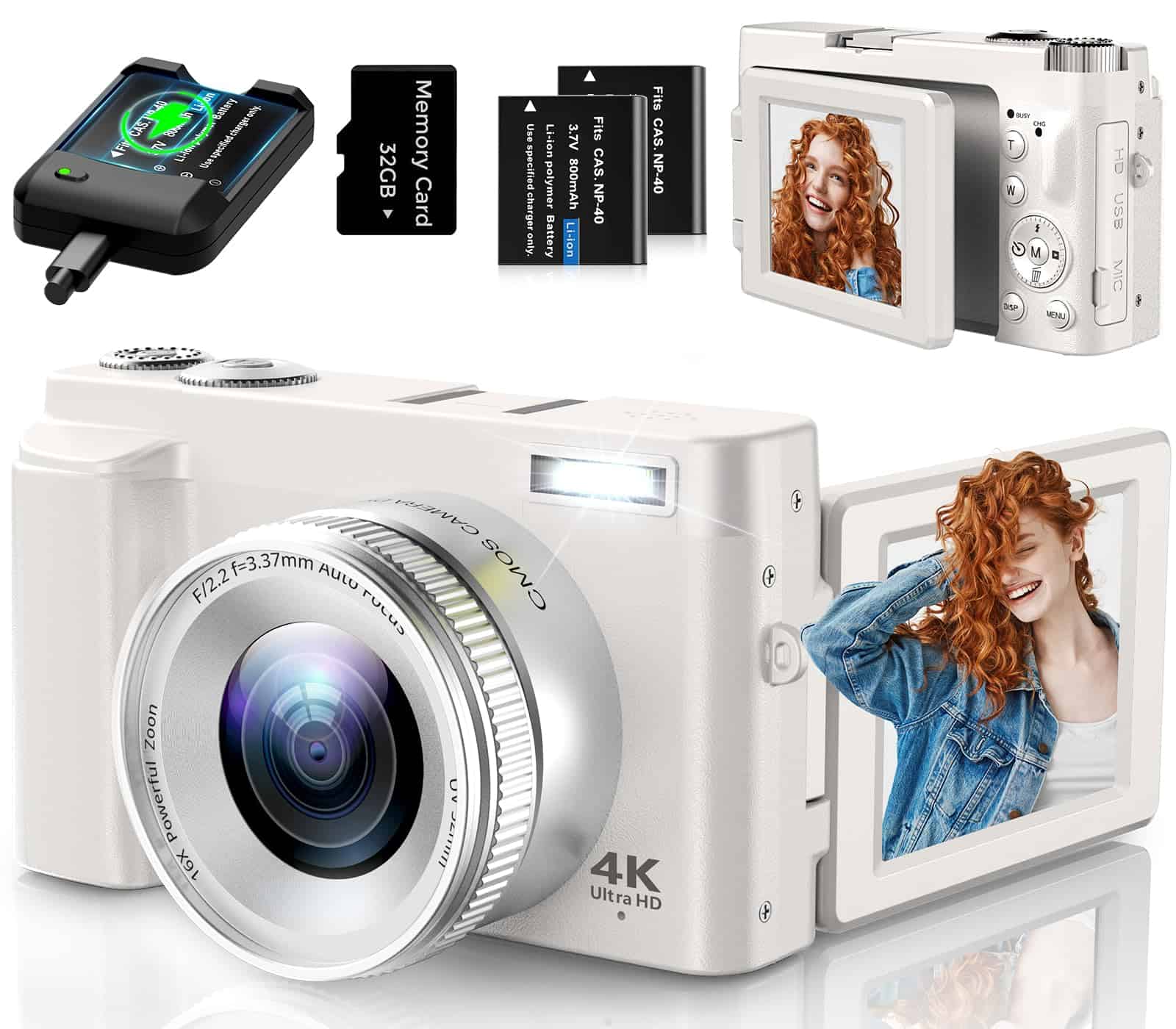 Cámara Digital 4K para Fotografía, Enfoque Automático UHD