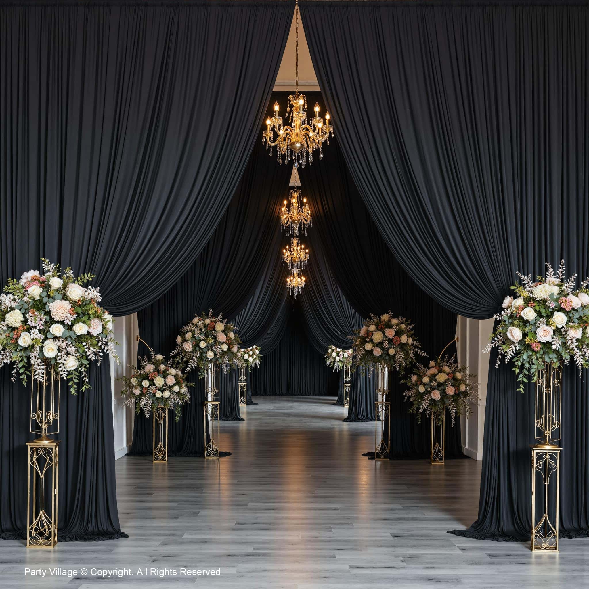 Cortina de Fondo Negra de 60 Pies x 15 Pies para Bodas y - Imagen 3