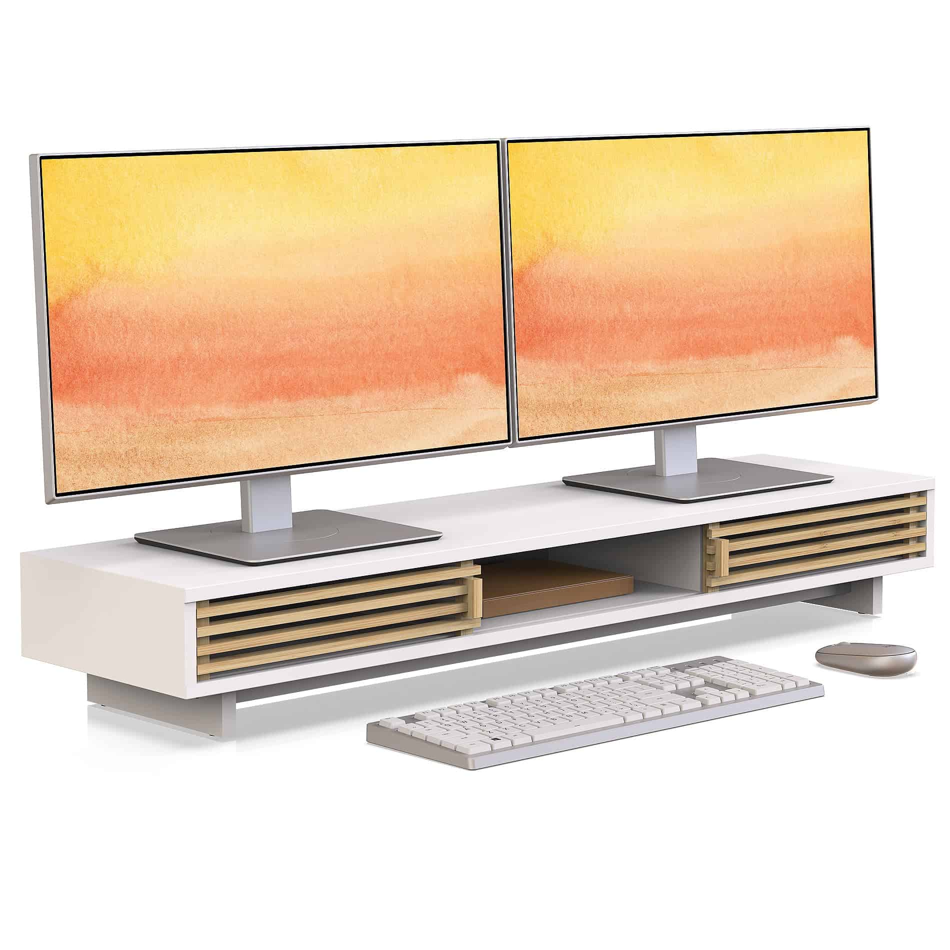 Elevador de Monitor Dual WELL WENG con Puerta Corrediza,