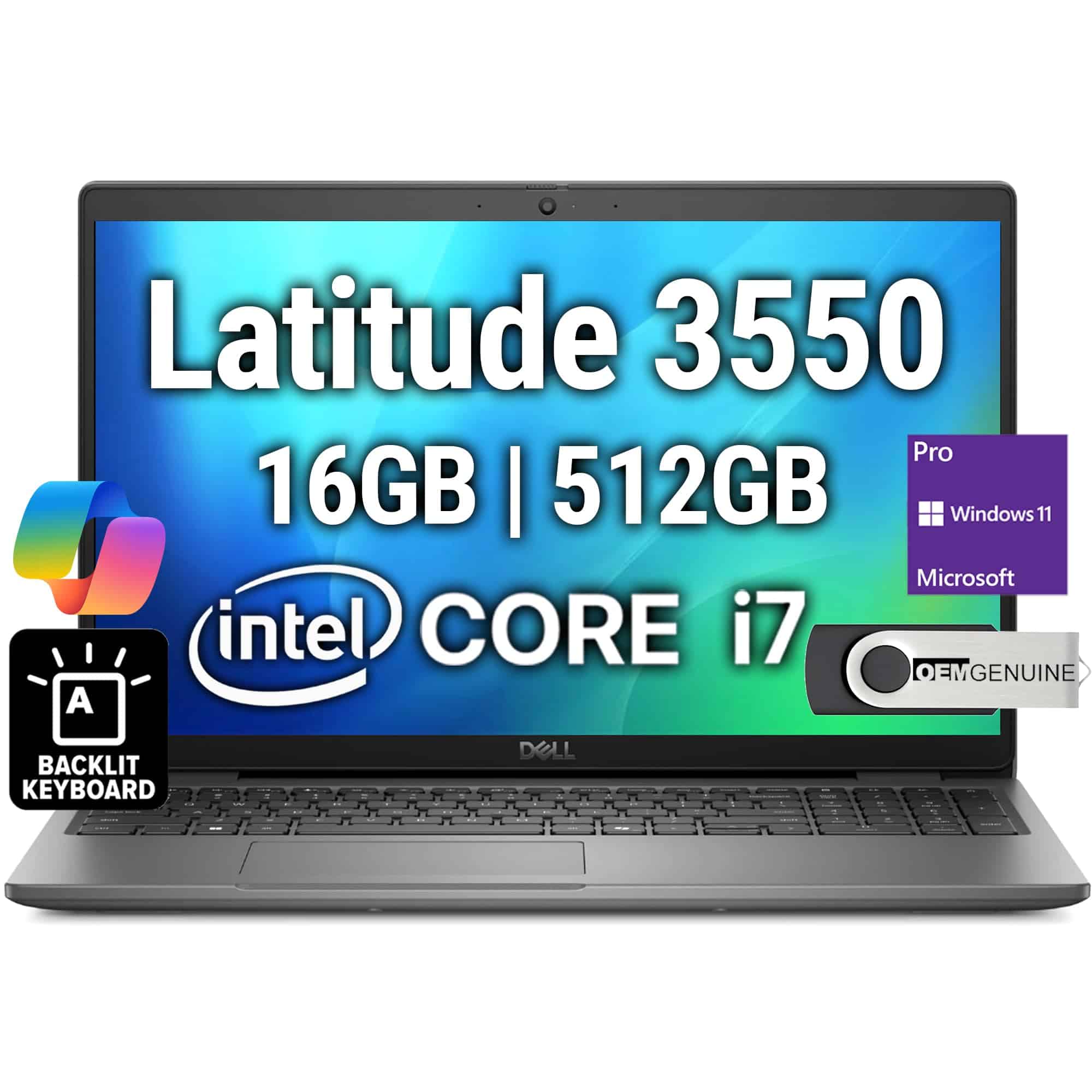 Portátil de negocios Dell Latitude 3550 FHD de 15.6