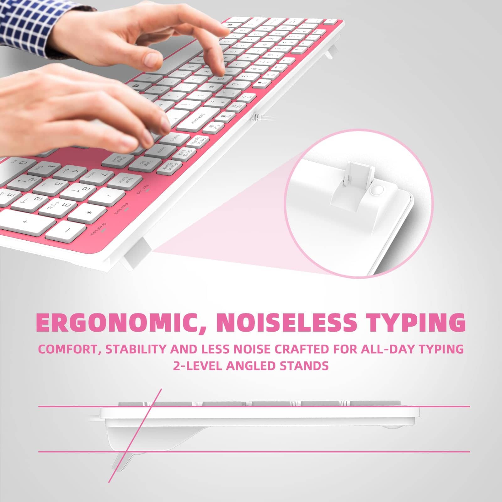 Teclado USB con Cable B.FRIENDIT, Teclas -Rosa - Image 8