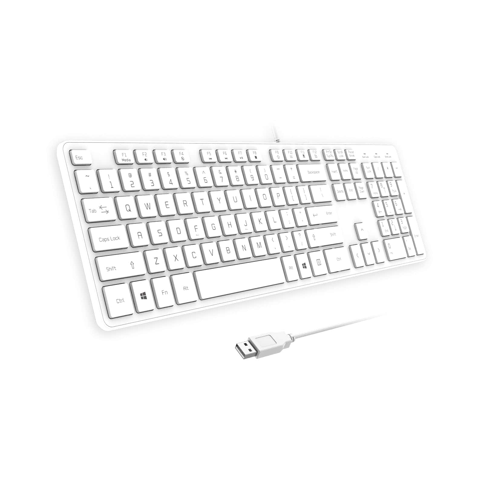 Teclado USB con Cable B.FRIENDIT, Teclas -Blanco