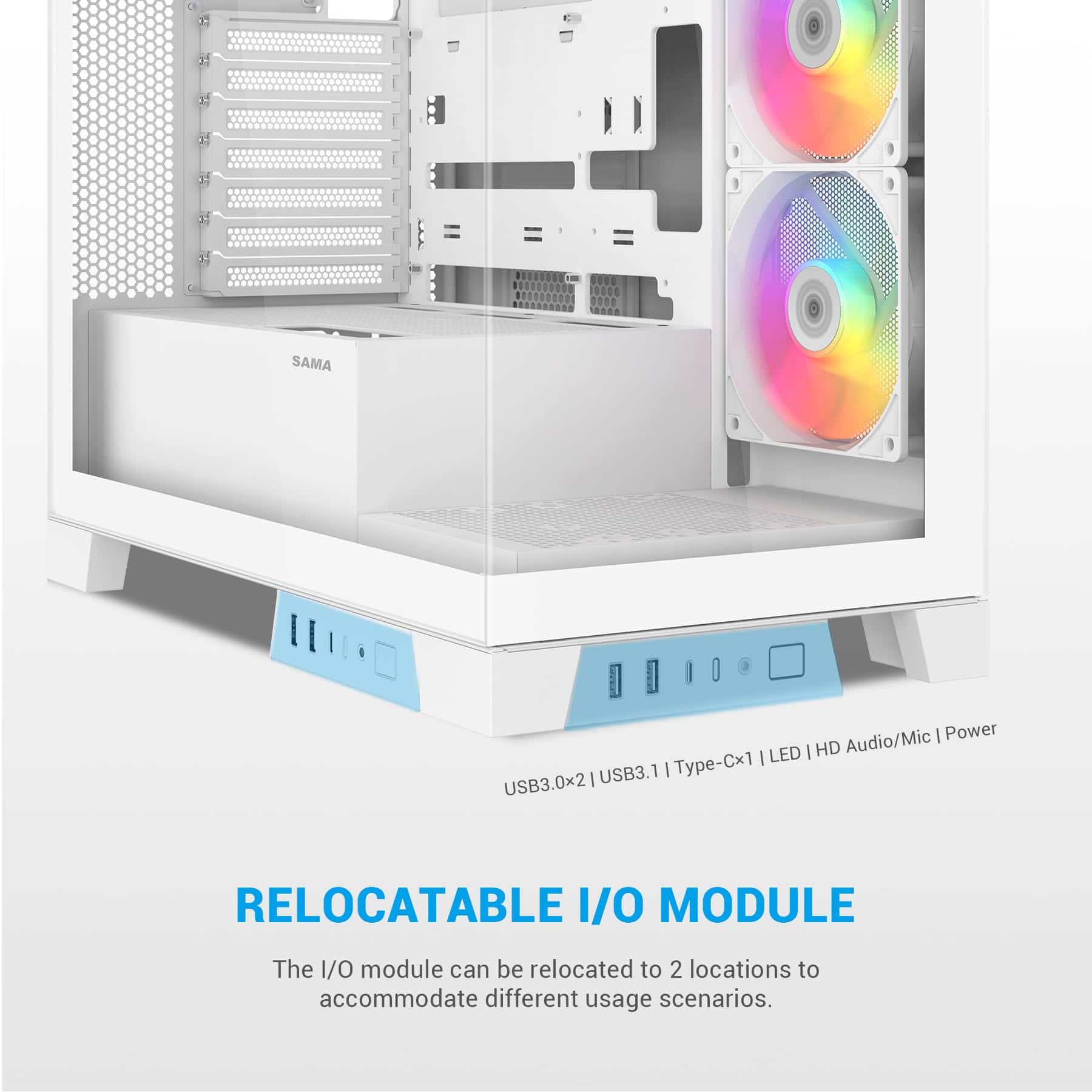 Gabinete de PC de Torre Media SAMA V50WH con Doble Vidrio - Image 4