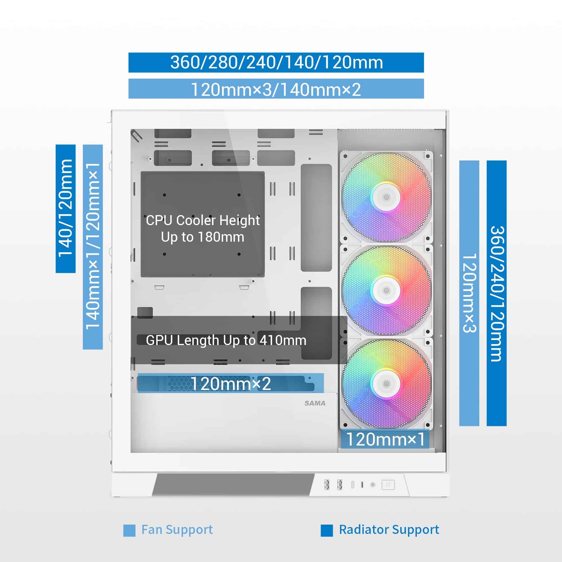 Gabinete de PC de Torre Media SAMA V50WH con Doble Vidrio - Image 6