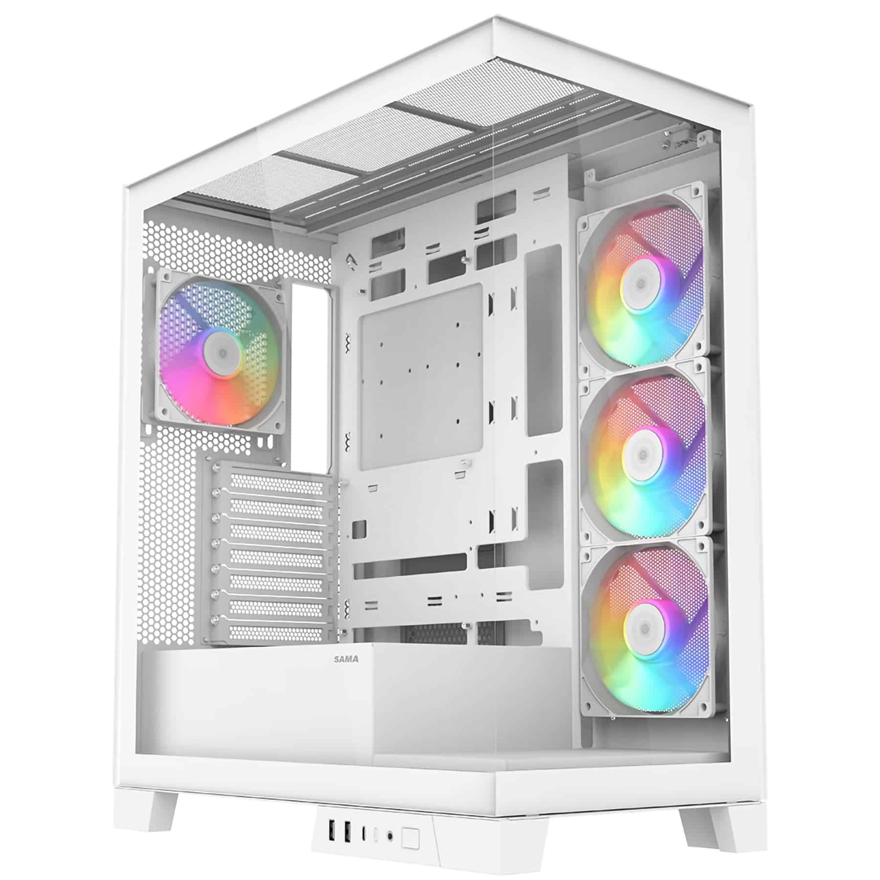 Gabinete de PC de Torre Media SAMA V50WH con Doble Vidrio