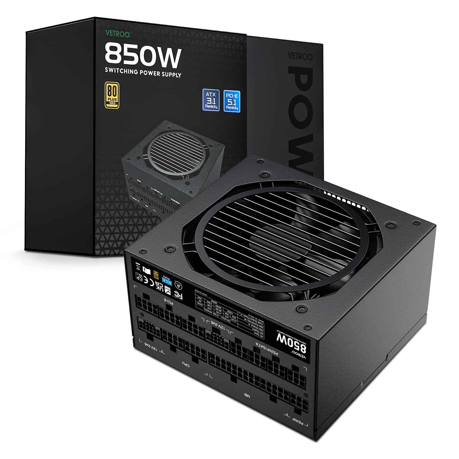 Fuente de alimentación Vetroo 850W Dual PCIe -Negro