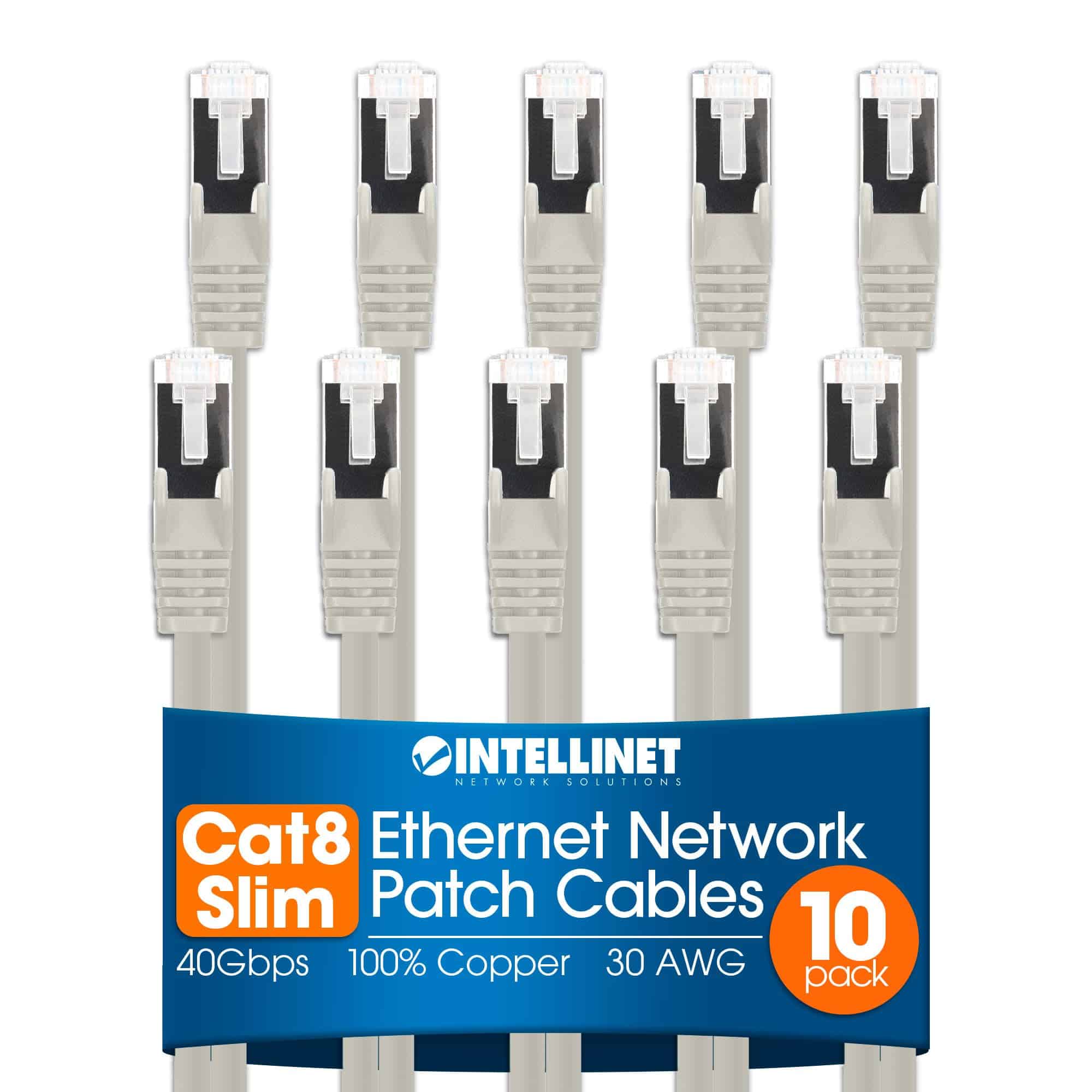Cable de Red Ethernet Slim Cat8 - Paquete de 10 - 40Gbps &