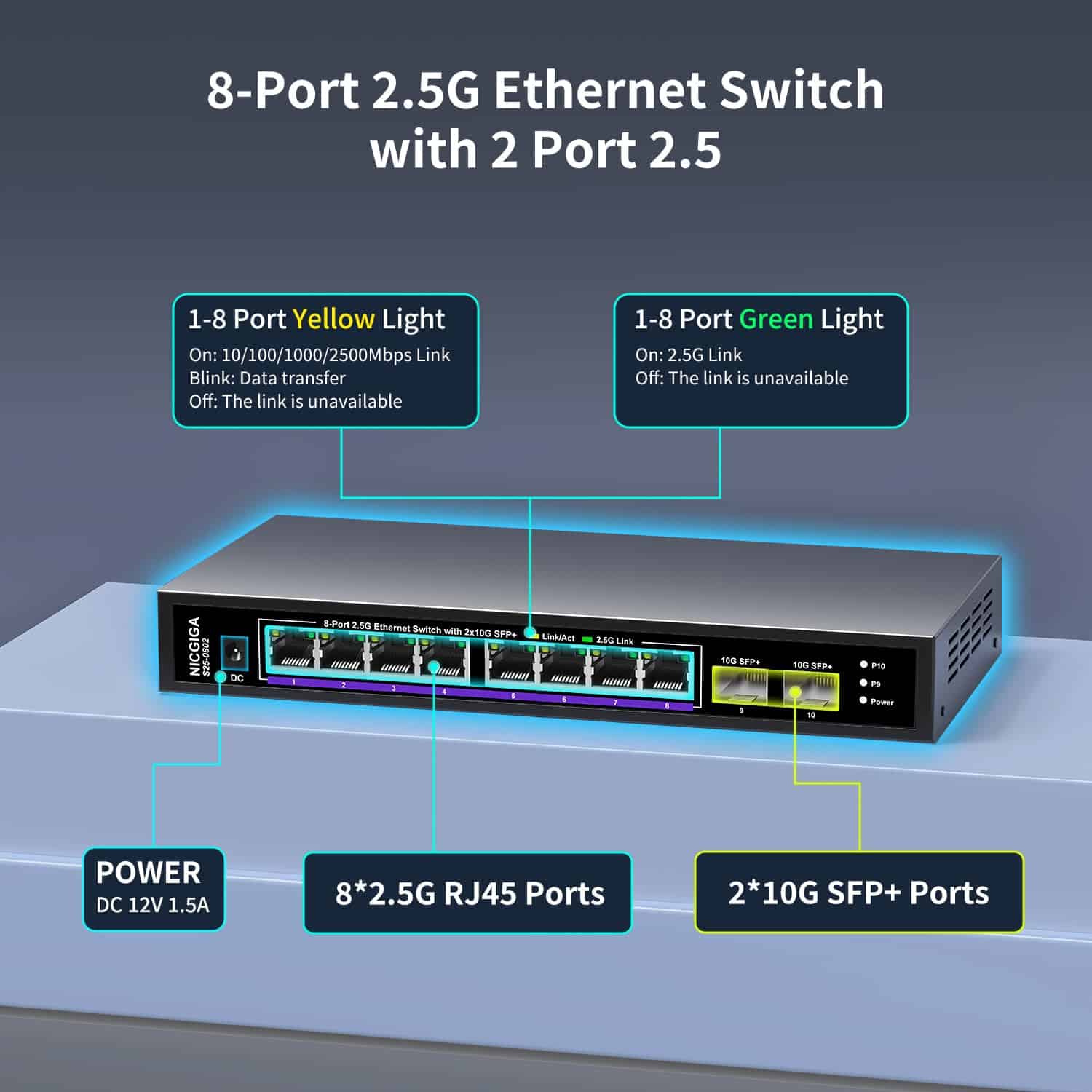 Switch Ethernet sin gestionar de 10 puertos 2.5Gb con 8 - Image 3