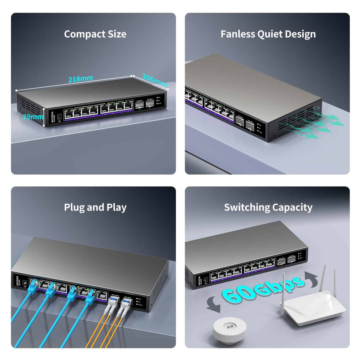 Switch Ethernet sin gestionar de 10 puertos 2.5Gb con 8 - Image 6